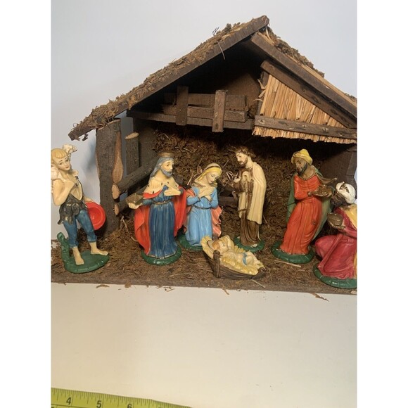 RARE Italy Vintage Nativity SET Hand Painted  Italian Lot of 7 + STABLE - Picture 9 of 16